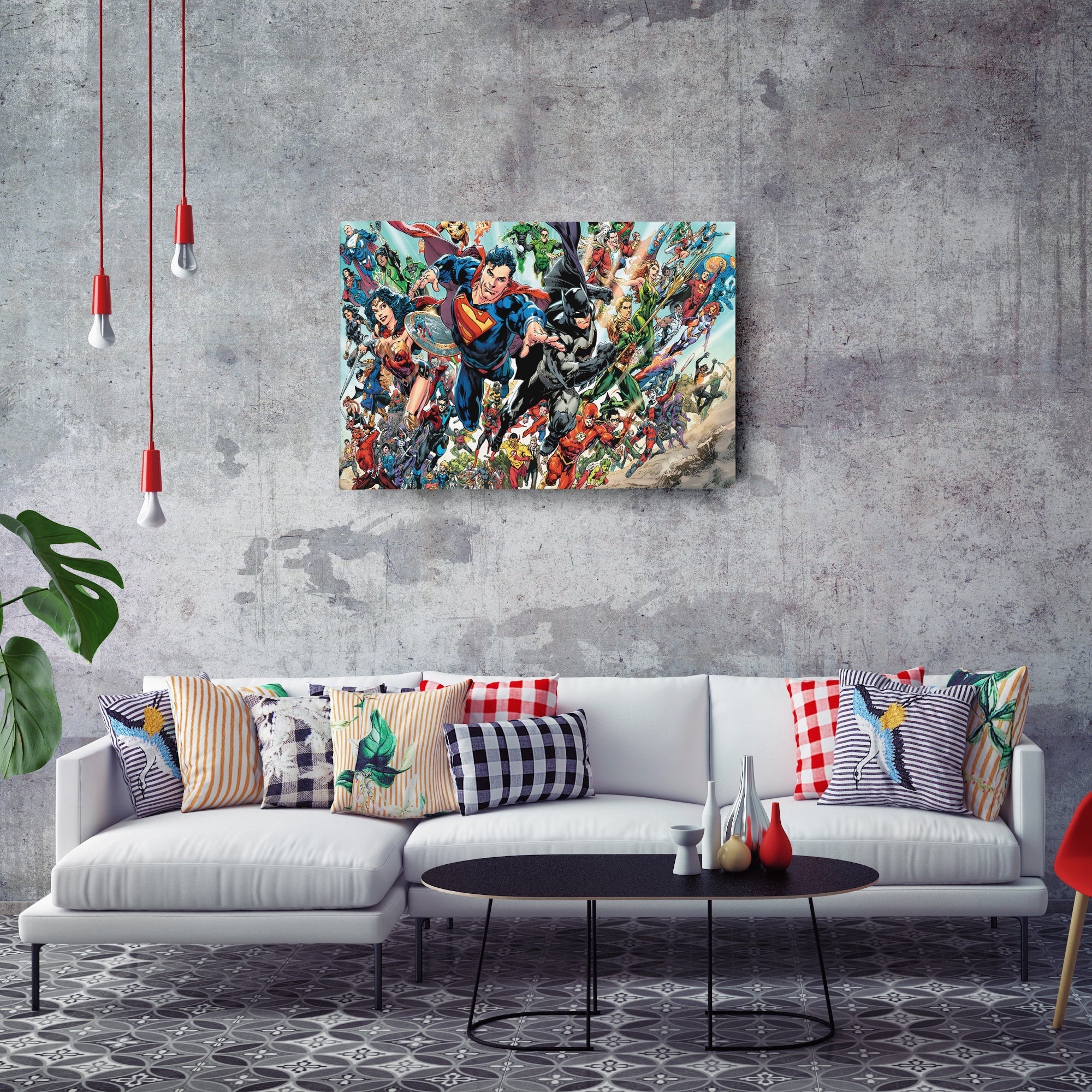 DC Superheroes Canvas Wall Art – Comics Print for Kids Room