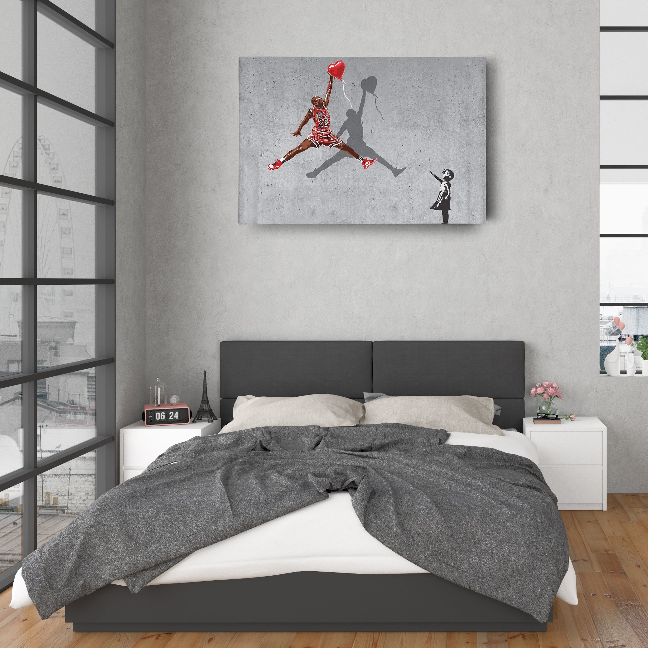 Michael Jordan Banksy Balloon Girl Canvas Art - NBA Street Art Decor