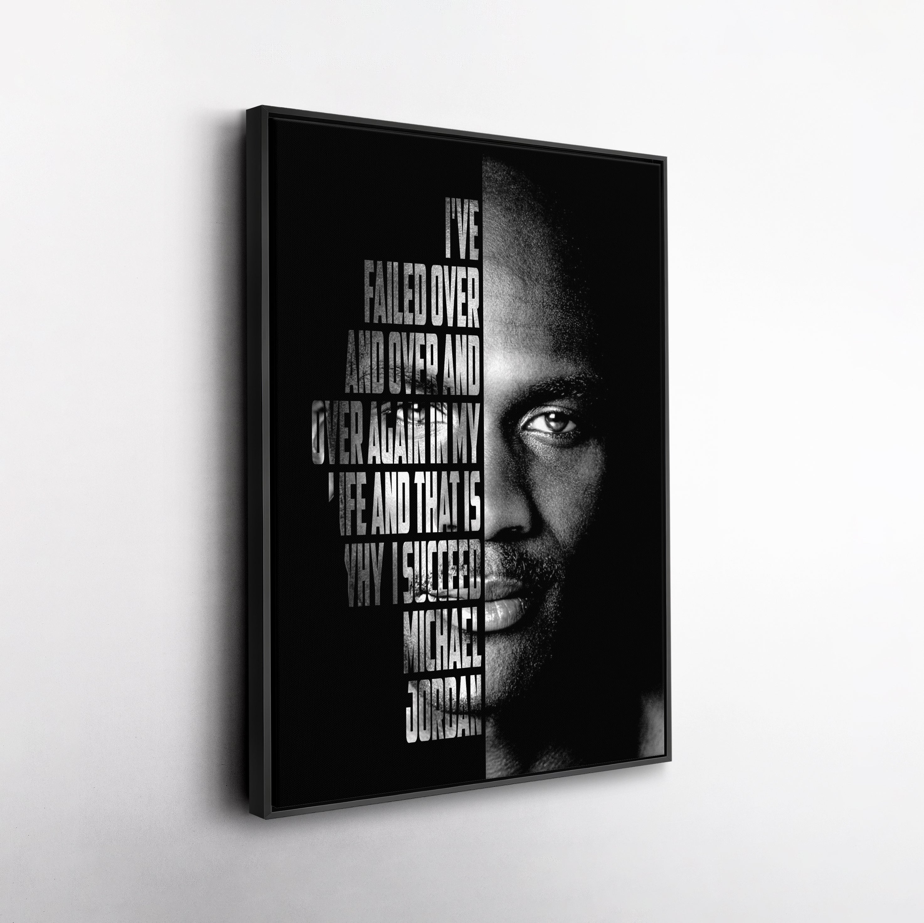 Michael Jordan Face Canvas Art - Motivational NBA Poster Wall Decor