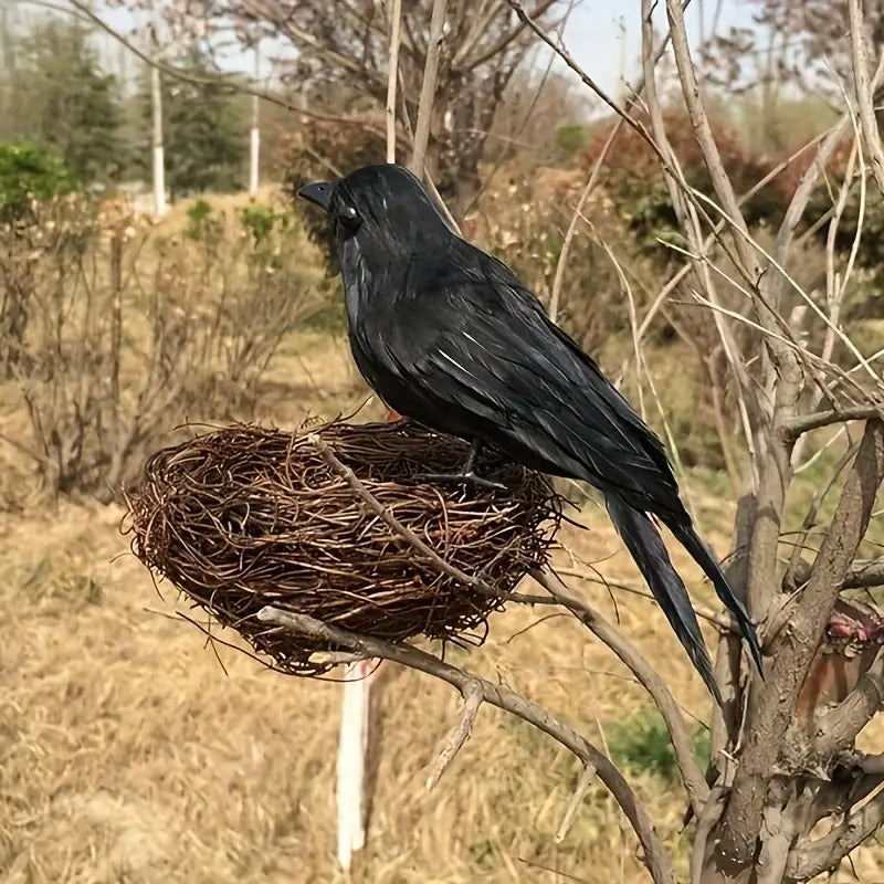 6pcs Realistic Black Crow Set – Lifelike Halloween & Gothic Decoration Props