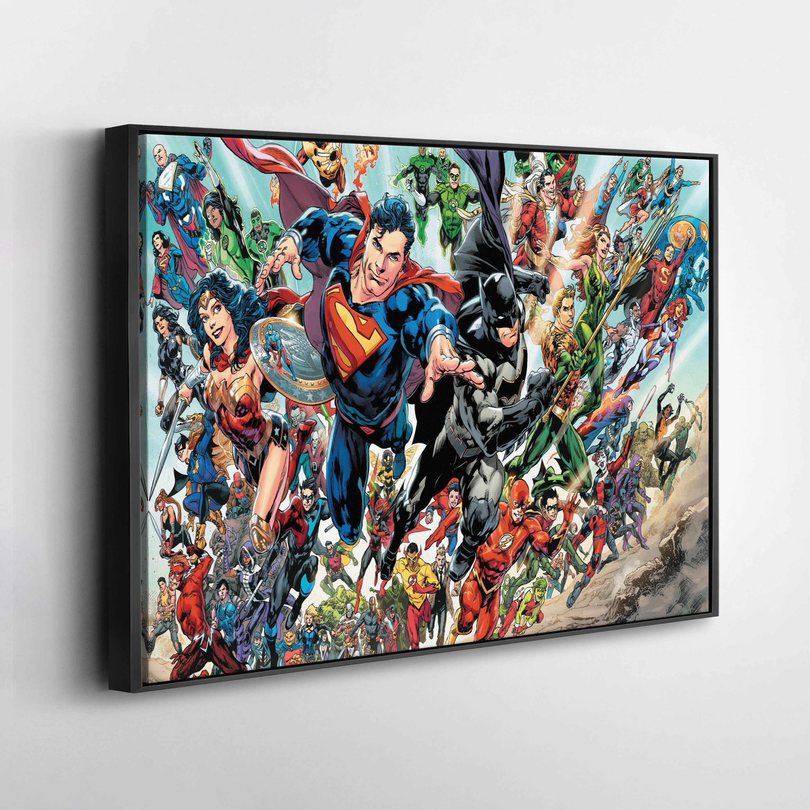 DC Superheroes Canvas Wall Art – Comics Print for Kids Room