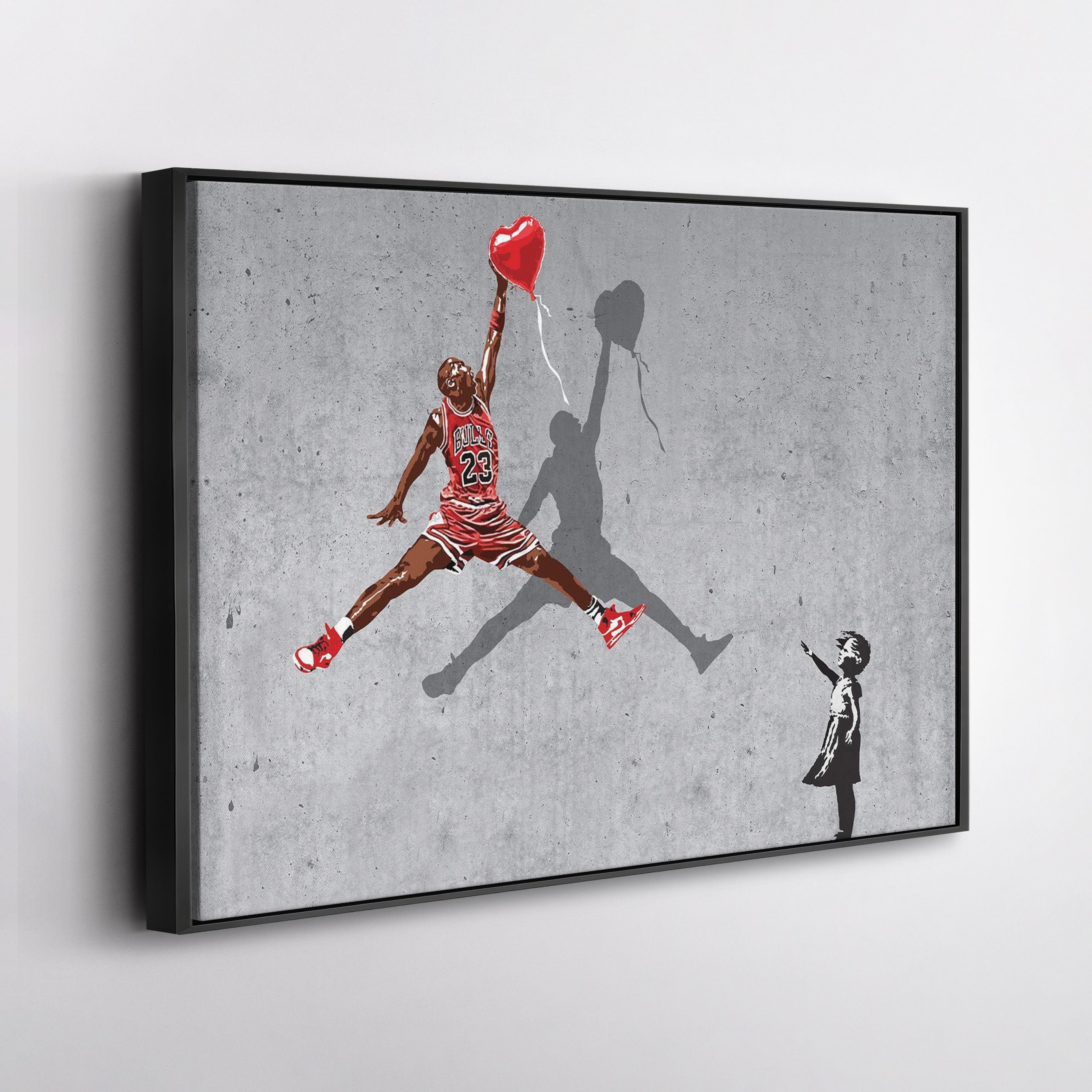 Michael Jordan Banksy Balloon Girl Canvas Art - NBA Street Art Decor