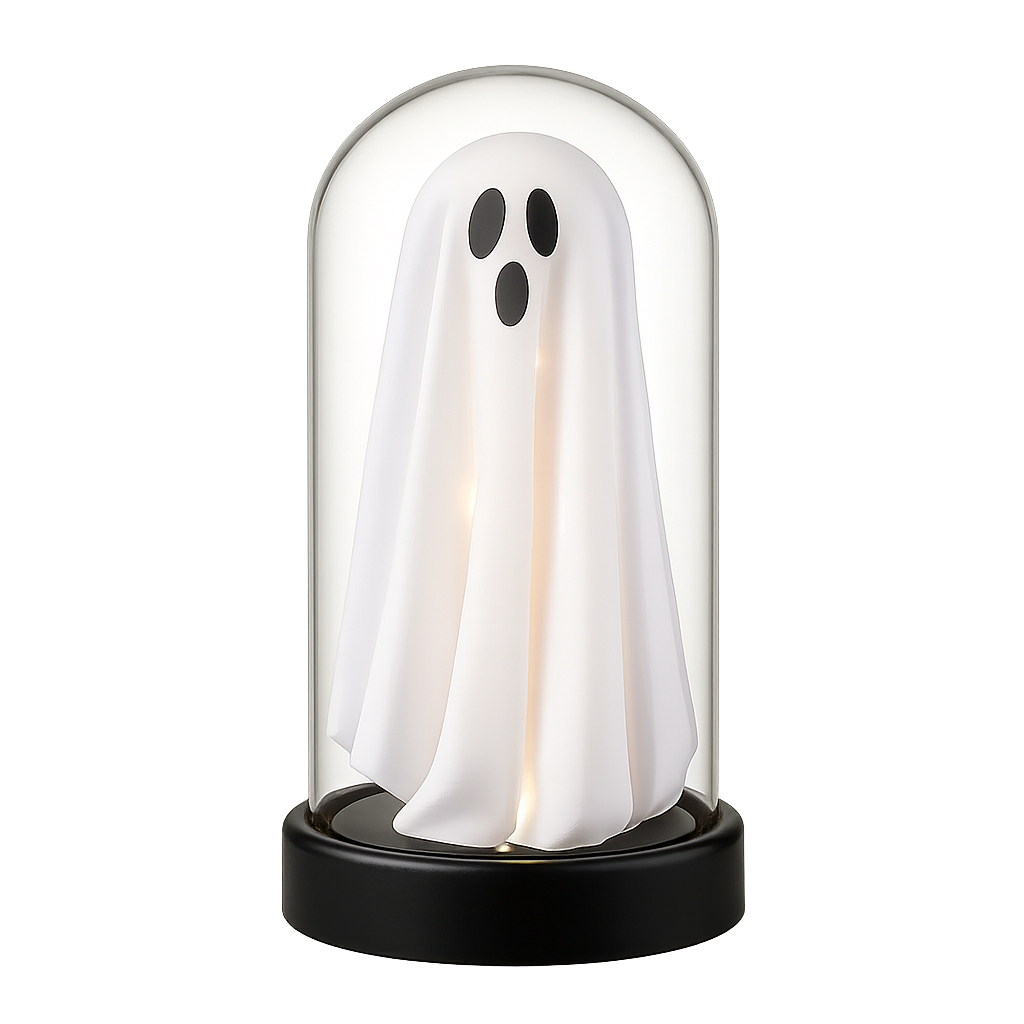 Light-Up Ghost in Glass Cloche – Home Decoration