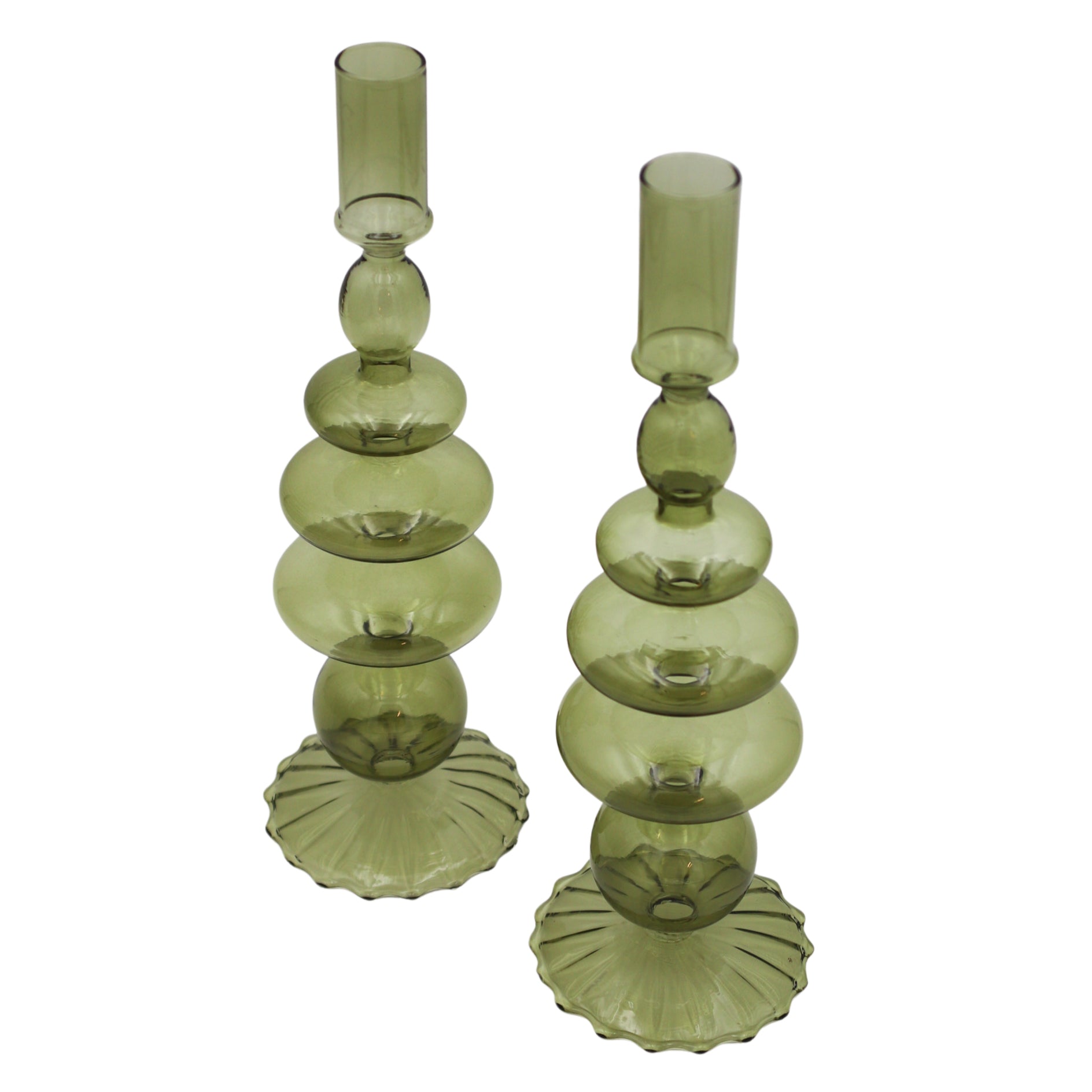 Willow Green Candle Holder - Pair