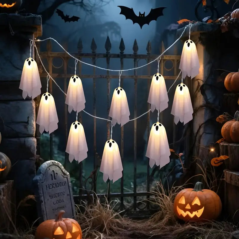 Halloween Ghost String Lights – 8 Modes, Battery Powered