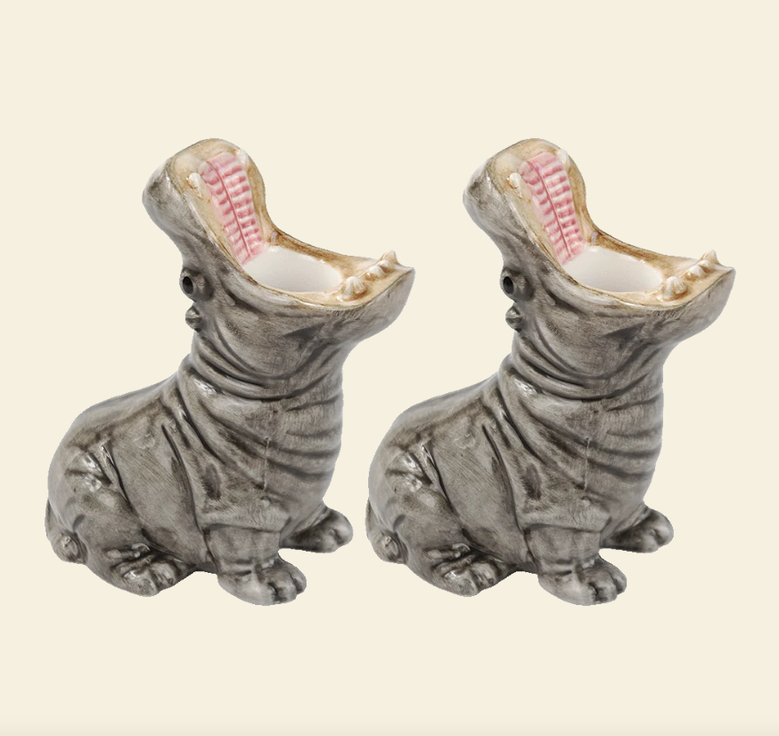 CANDLEHOLDER SET "HUNGRY HIPPOS"